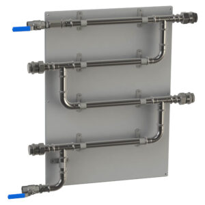 CR-ASTM-4C-M20-10-SS-TU 20mm (3/4”) SS316 ASTM Coupon Rack with Isolation valves and Quick Release Coupon Holders